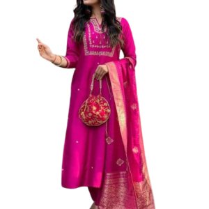 3-Piece Cotton Kurta Set for Women ? Kurta, Palazzo & Dupatta(XXL)